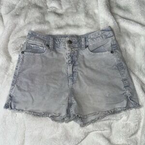 American Eagle Mom Shorts Corduroy‎ Stretch 2 Blue Raw Hem Boho Summer High Rise